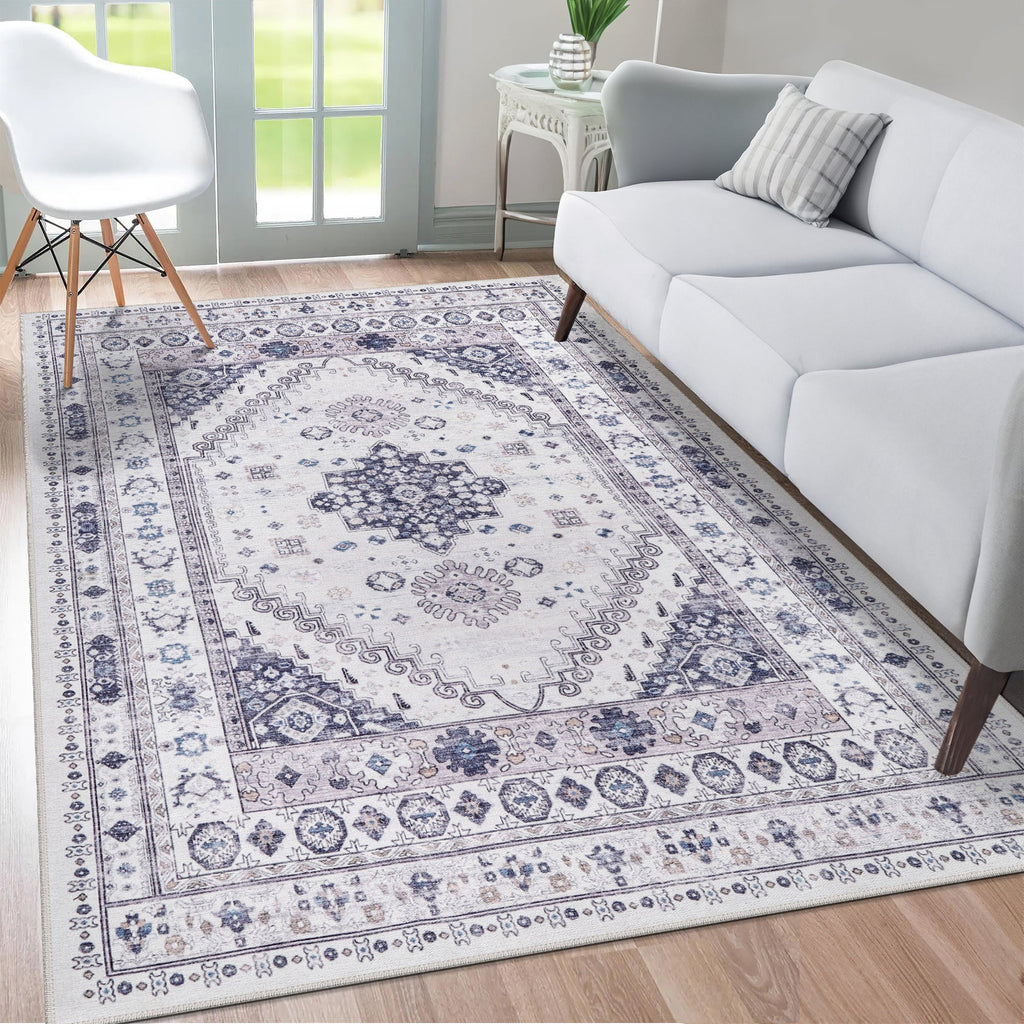 Tapis Ethnique Crème et Blanc Lavable Romy, vue 3