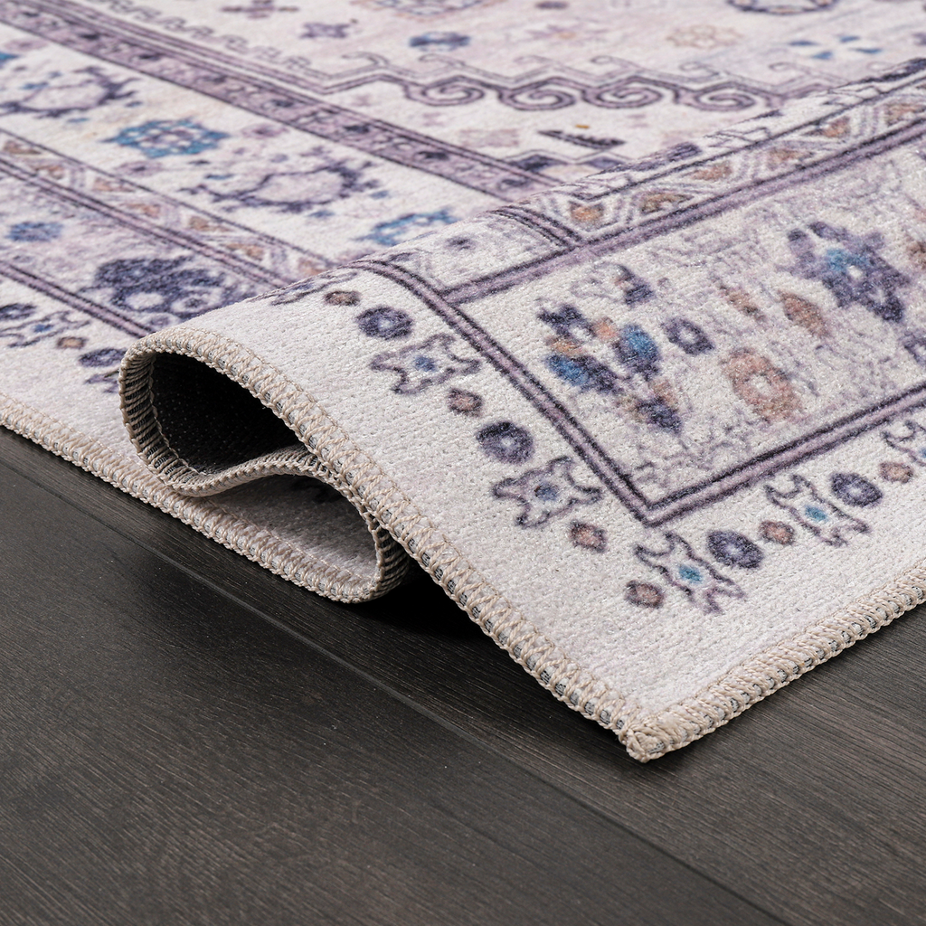 Tapis Ethnique Crème et Blanc Lavable Romy, vue 5