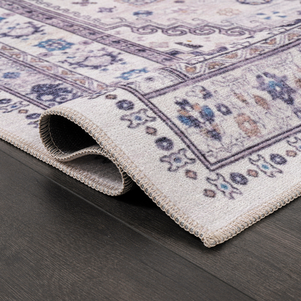 Tapis Ethnique Crème et Blanc Lavable Romy, vue 5