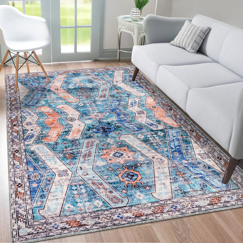 Tapis Ethnique Crème et Blanc Lavable Nora, vue 4