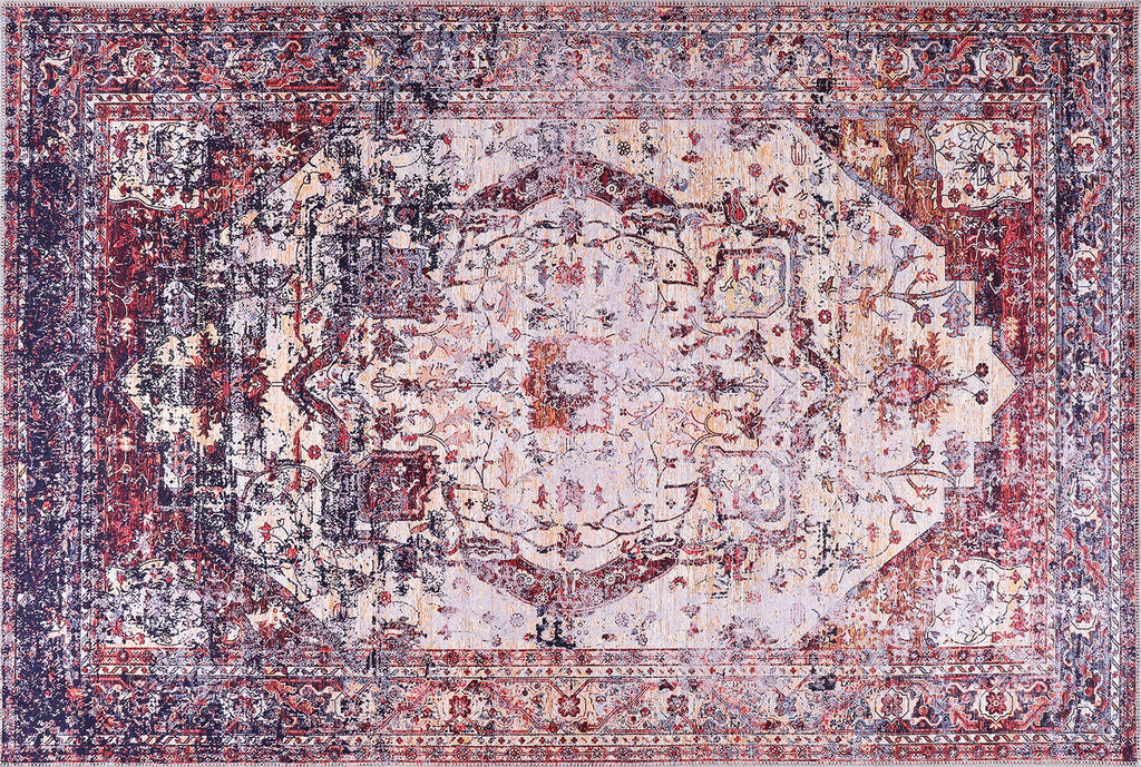 Tapis Vintage Bordeaux Lavable Noémie, vue principale
