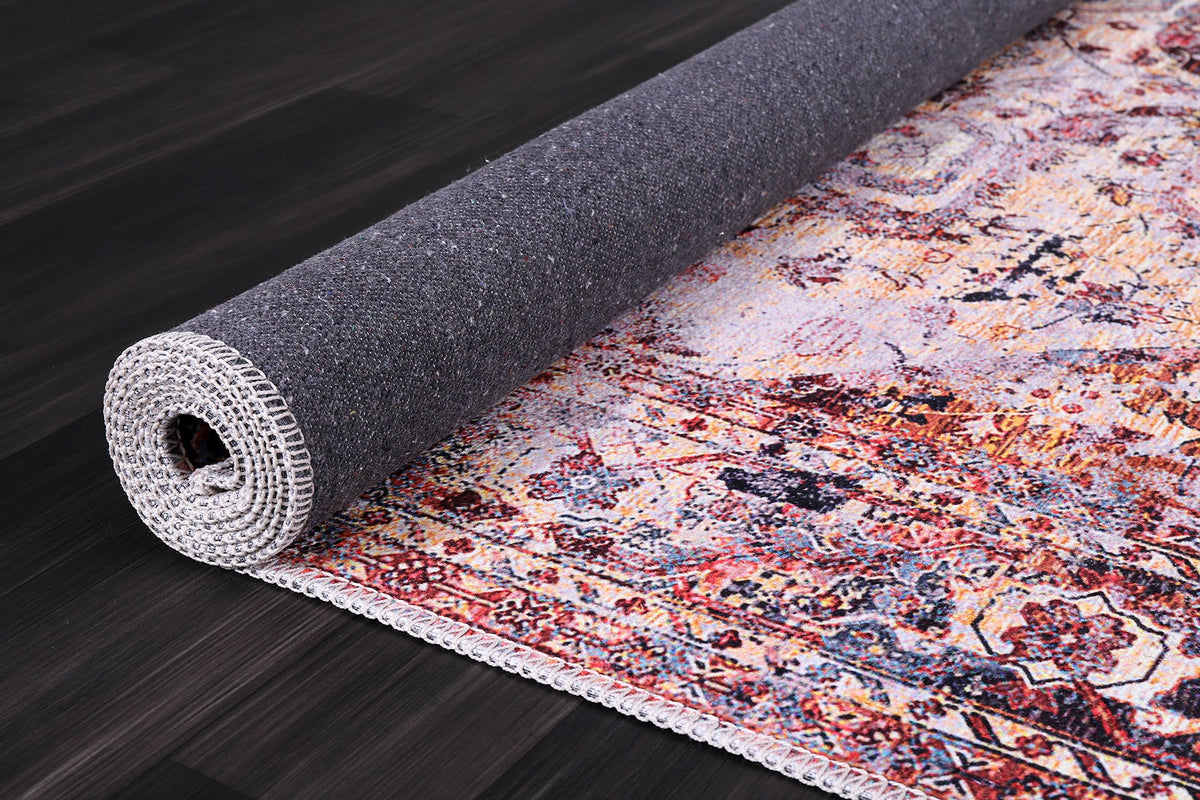Tapis Vintage Bordeaux Lavable Noémie, vue 4