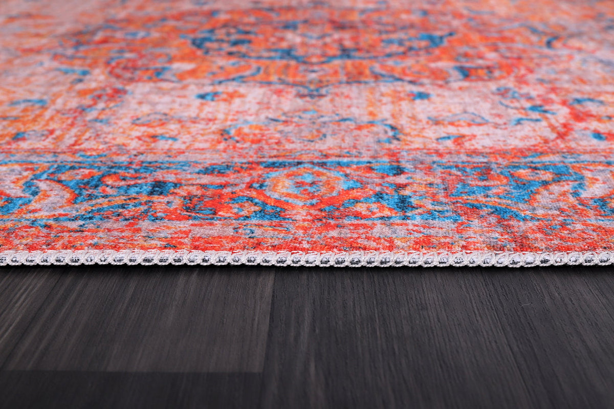 Tapis Classique Vintage Bleu Marine Lavable Isaure, vue 6