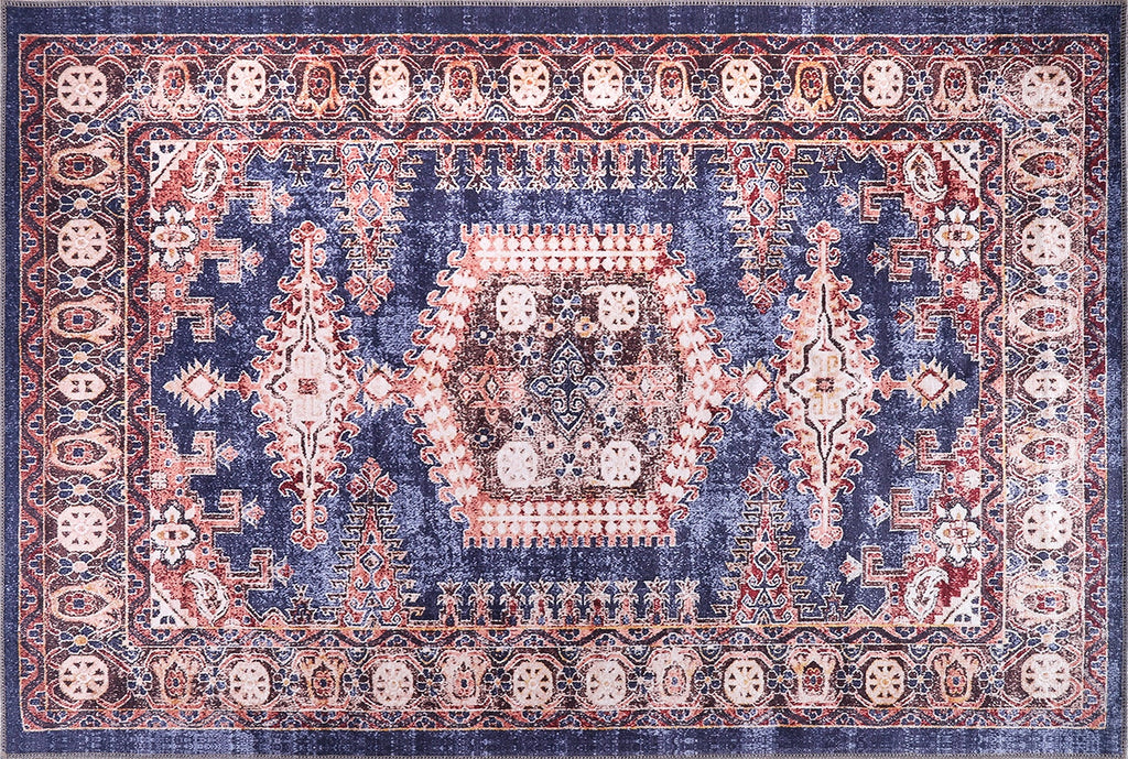 Tapis Ethnique Bordeaux Lavable Olympe, vue principale