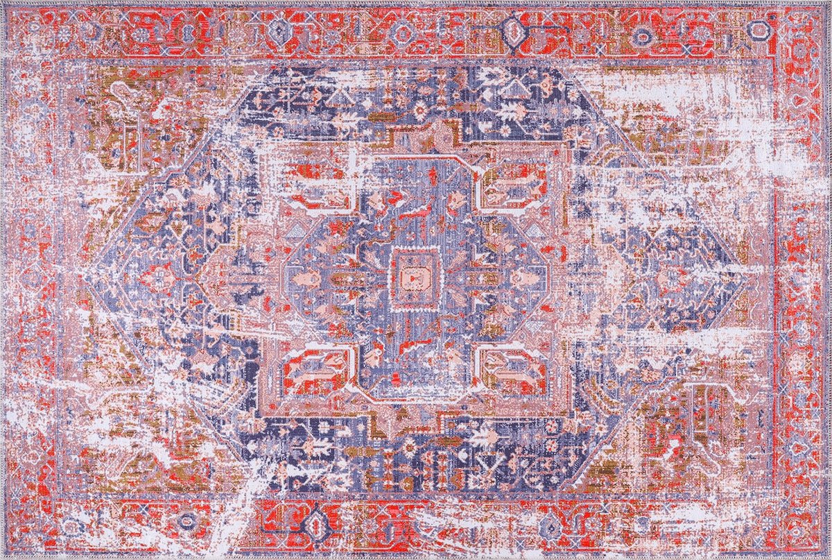 Tapis Classique Vintage Bordeaux Lavable Athéna, vue principale