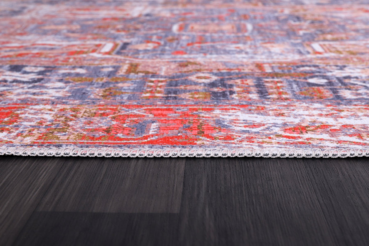 Tapis Classique Vintage Bordeaux Lavable Athéna, vue 3