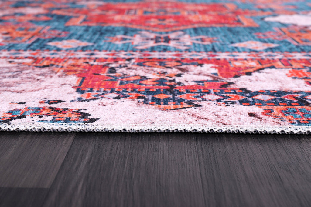 Tapis Classique Vintage Bordeaux Lavable Élina, vue 3