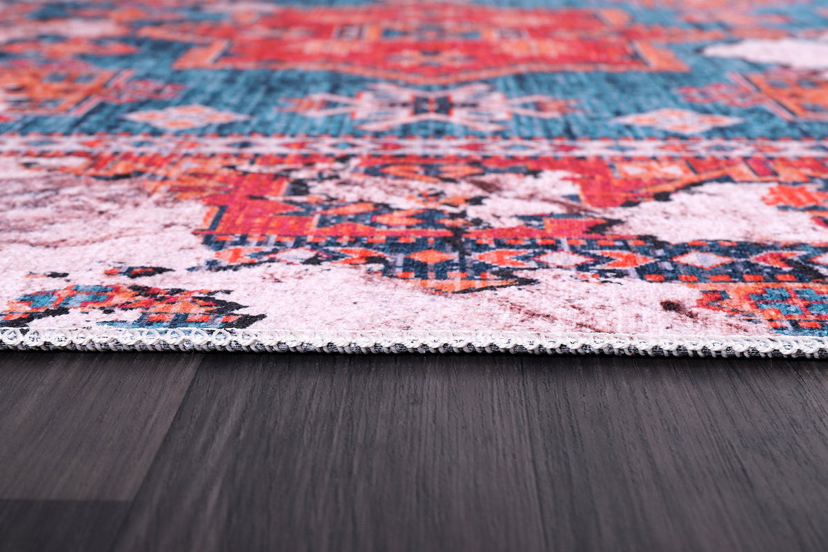 Tapis Classique Vintage Bordeaux Lavable Élina, vue 3