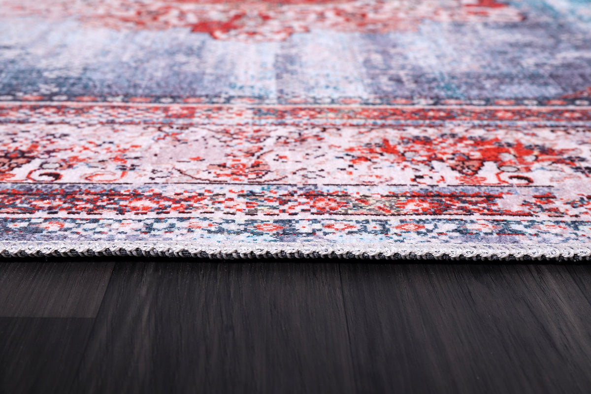 Tapis Classique Vintage Bleu Marine Lavable Isla, vue 3