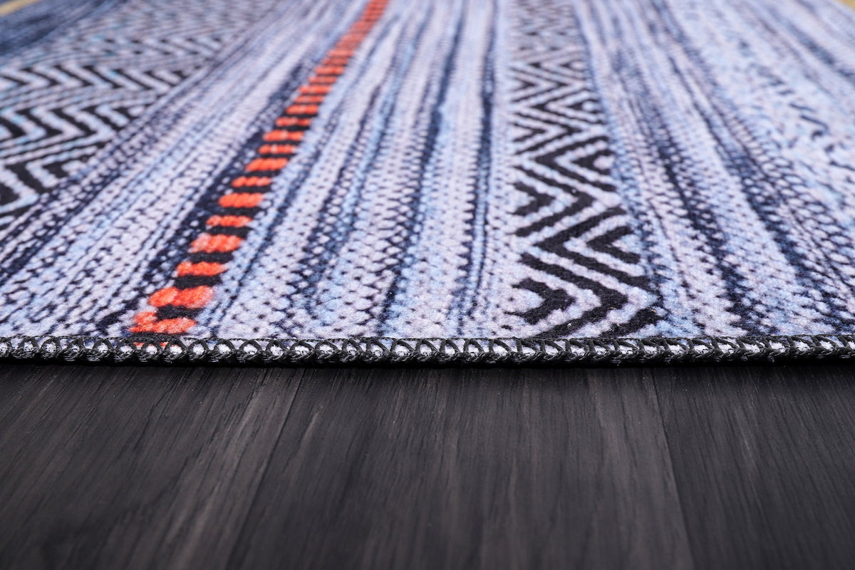 Tapis Abstrait Bleu Marine Lavable Isée, vue 3