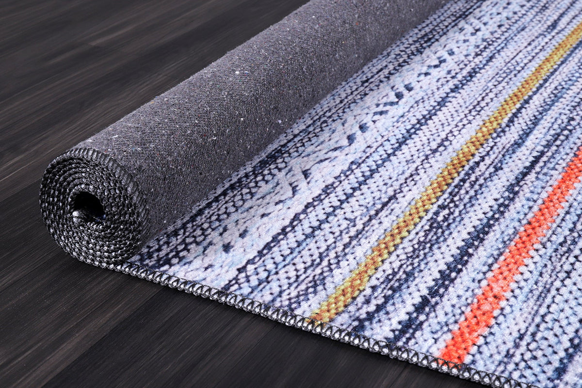 Tapis Abstrait Bleu Marine Lavable Isée, vue 4
