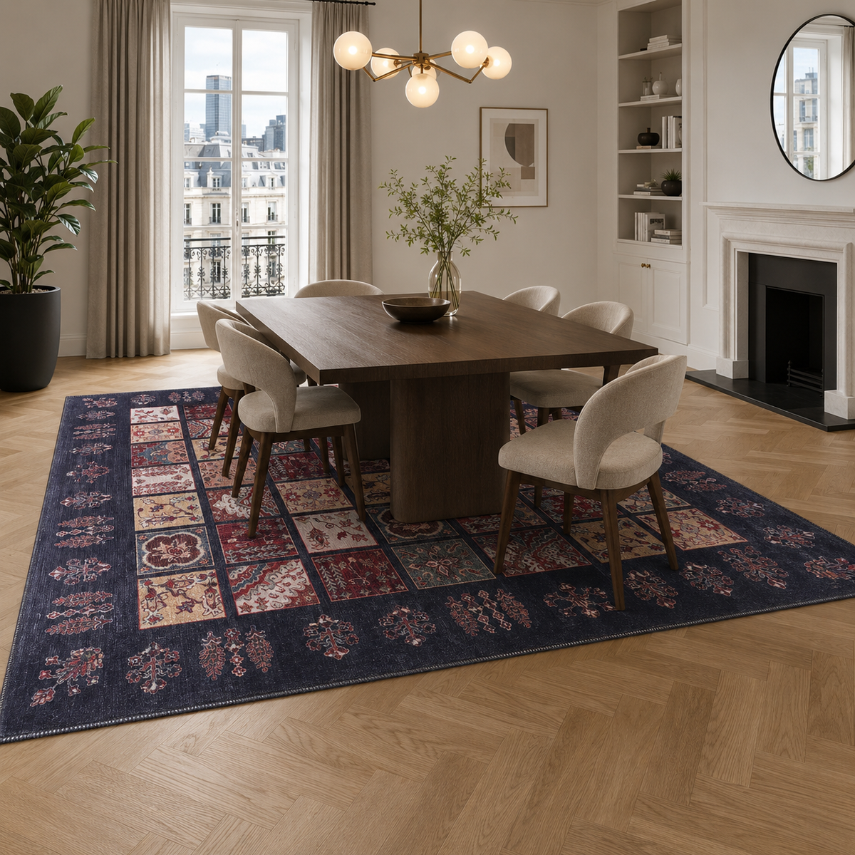 Tapis Ethnique Vintage Crème et Blanc Lavable Anya, vue 8