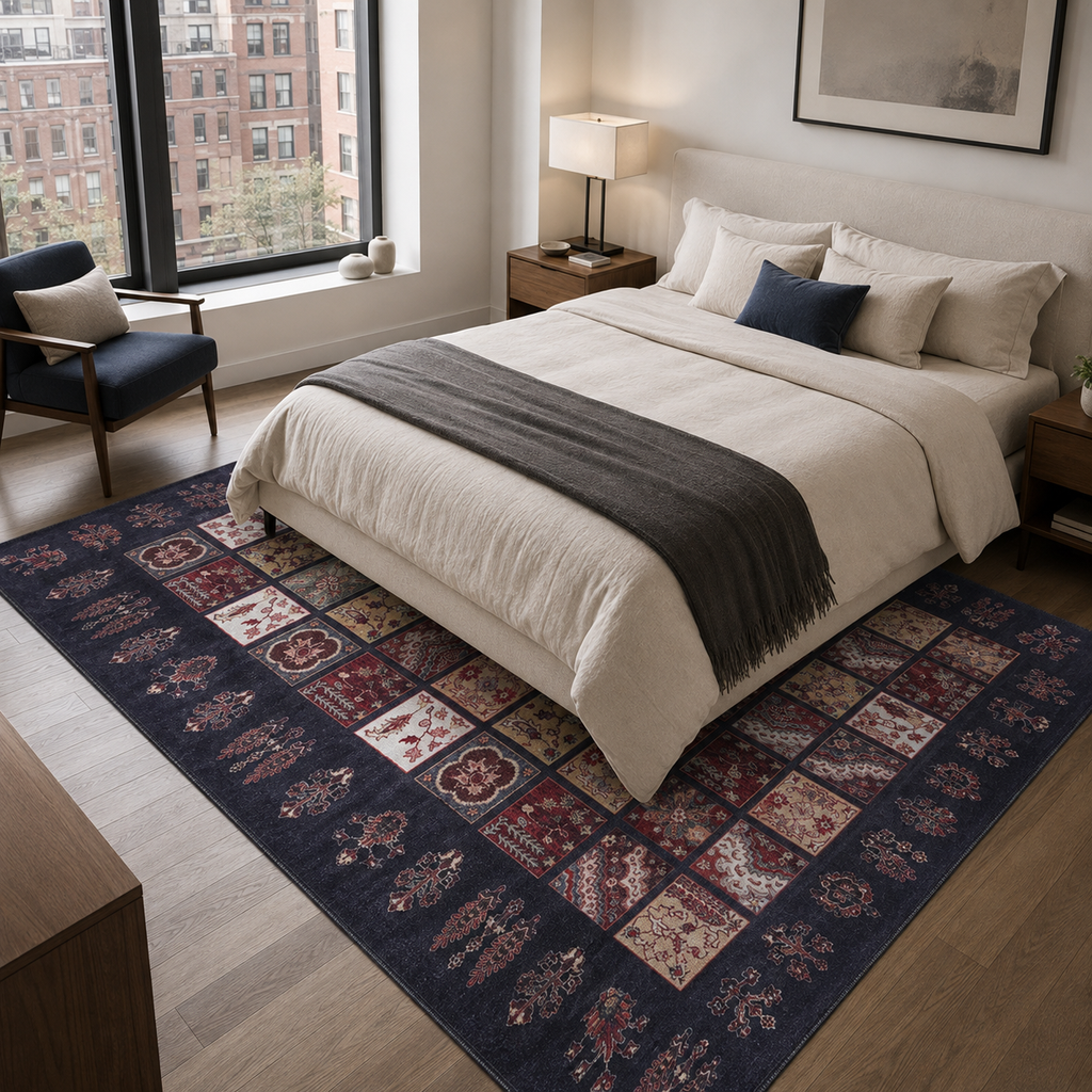 Tapis Ethnique Vintage Crème et Blanc Lavable Anya, vue 13