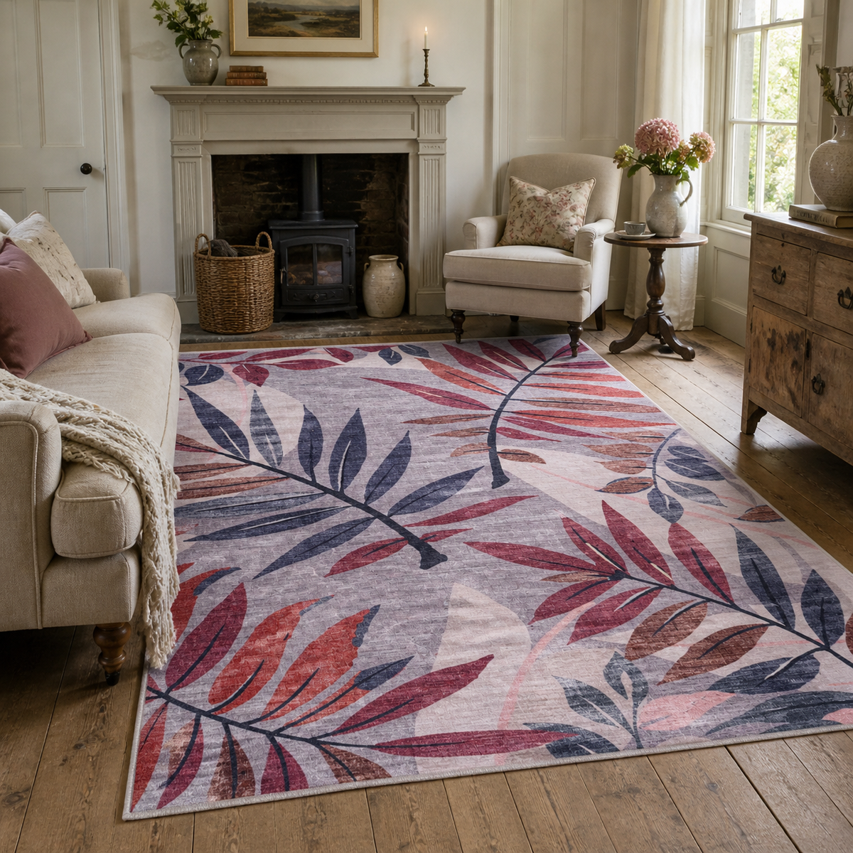 Tapis Classique Crème et Blanc Lavable Milos, vue 17