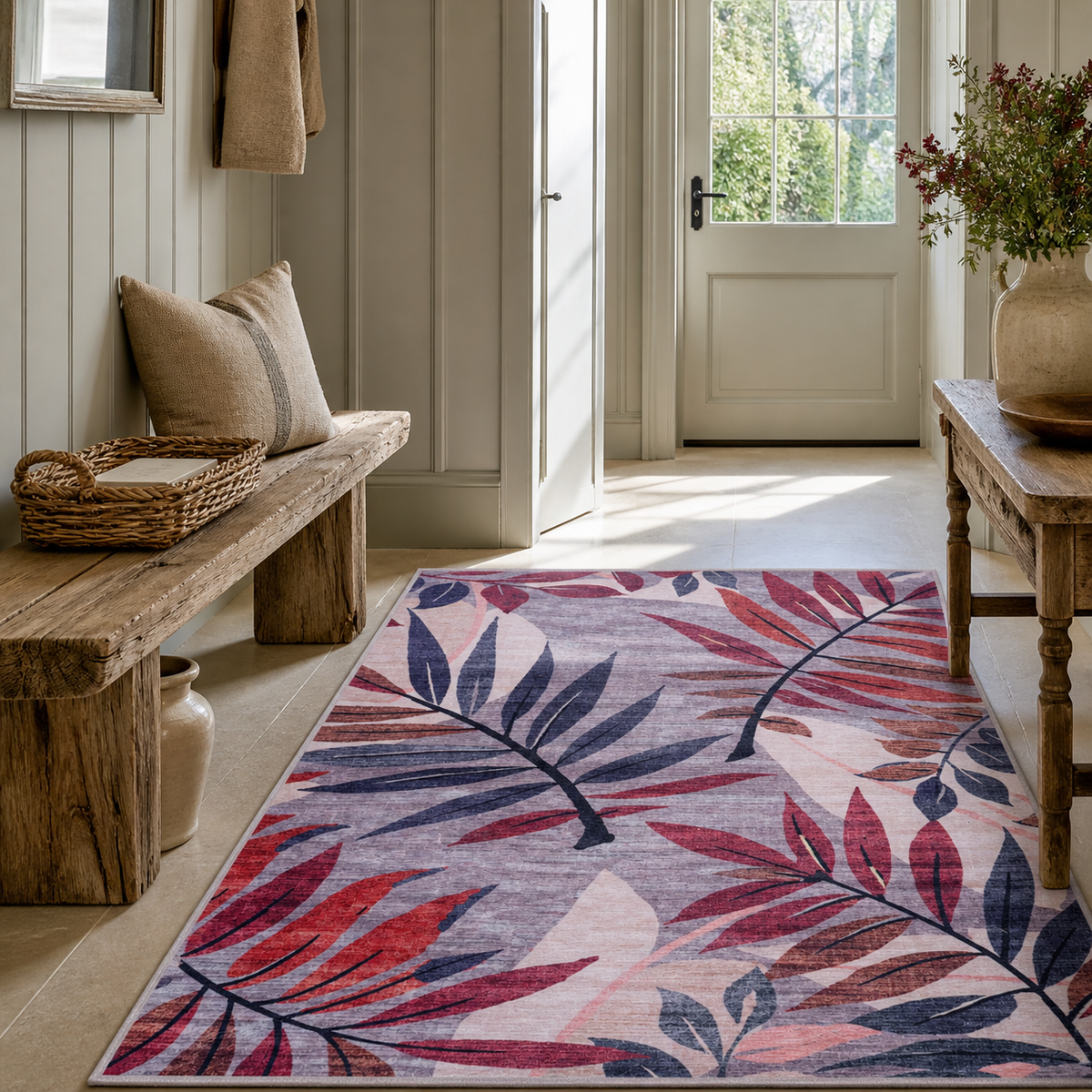 Tapis Classique Crème et Blanc Lavable Milos, vue 12