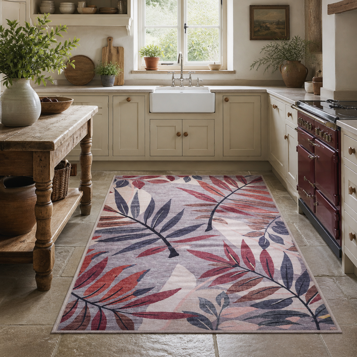 Tapis Classique Crème et Blanc Lavable Milos, vue 15