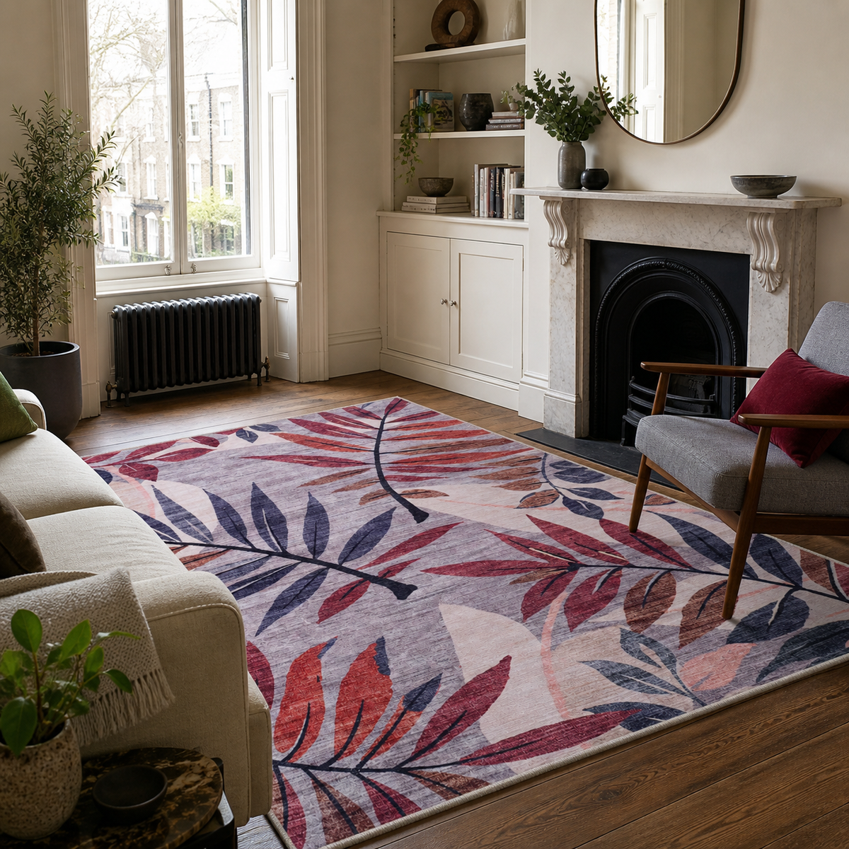 Tapis Classique Crème et Blanc Lavable Milos, vue 6
