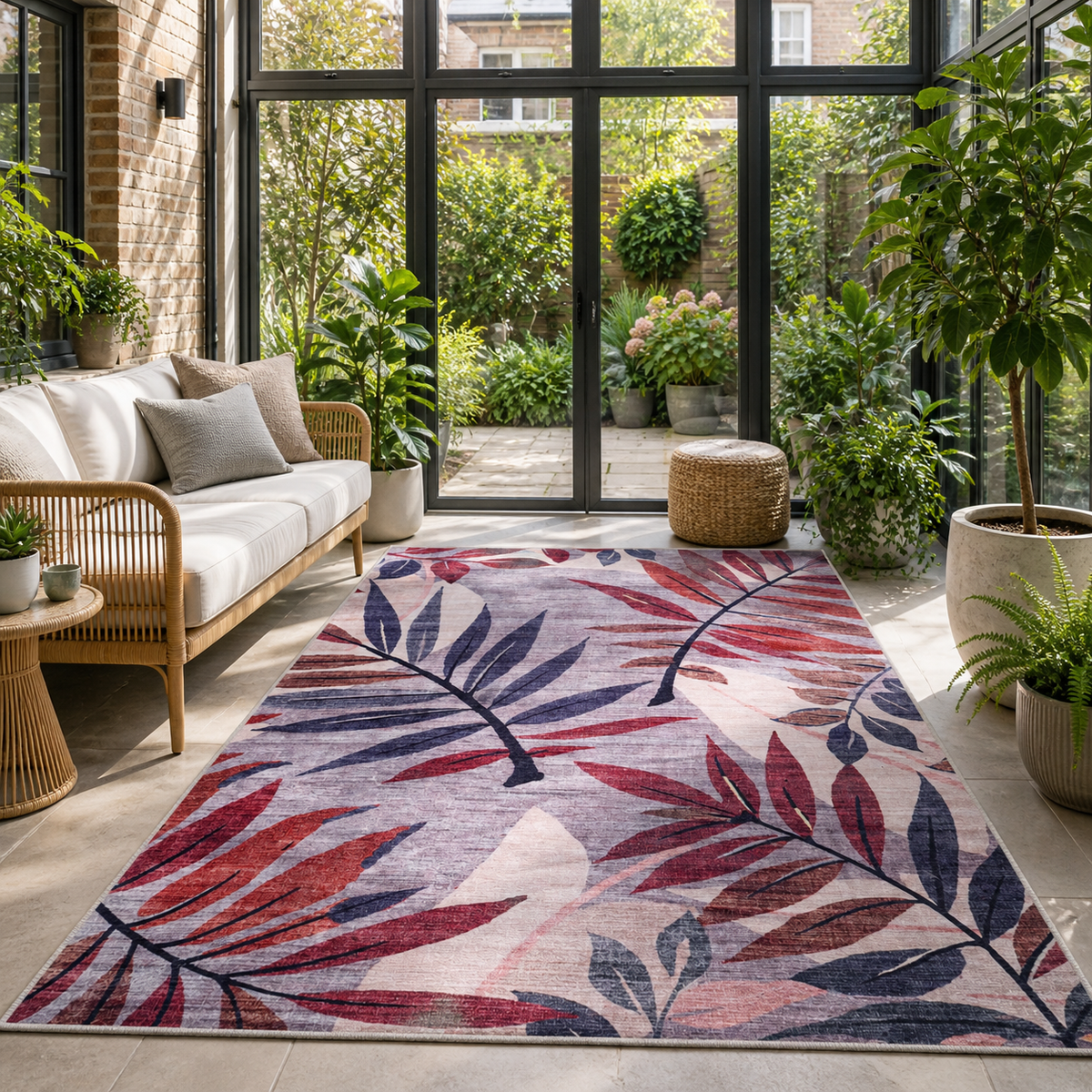 Tapis Classique Crème et Blanc Lavable Milos, vue principale