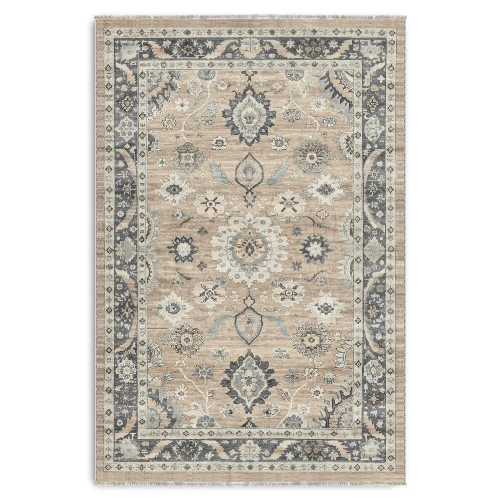 Tapis Géométrique Vintage Crème et Blanc Lavable Ginevra, vue 10