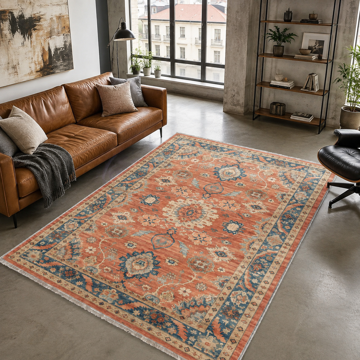Tapis Ethnique Vintage Crème et Blanc Lavable Émilie, vue 7