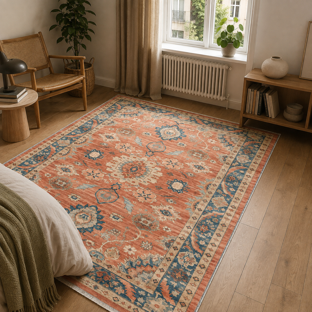 Tapis Ethnique Vintage Crème et Blanc Lavable Émilie, vue 8