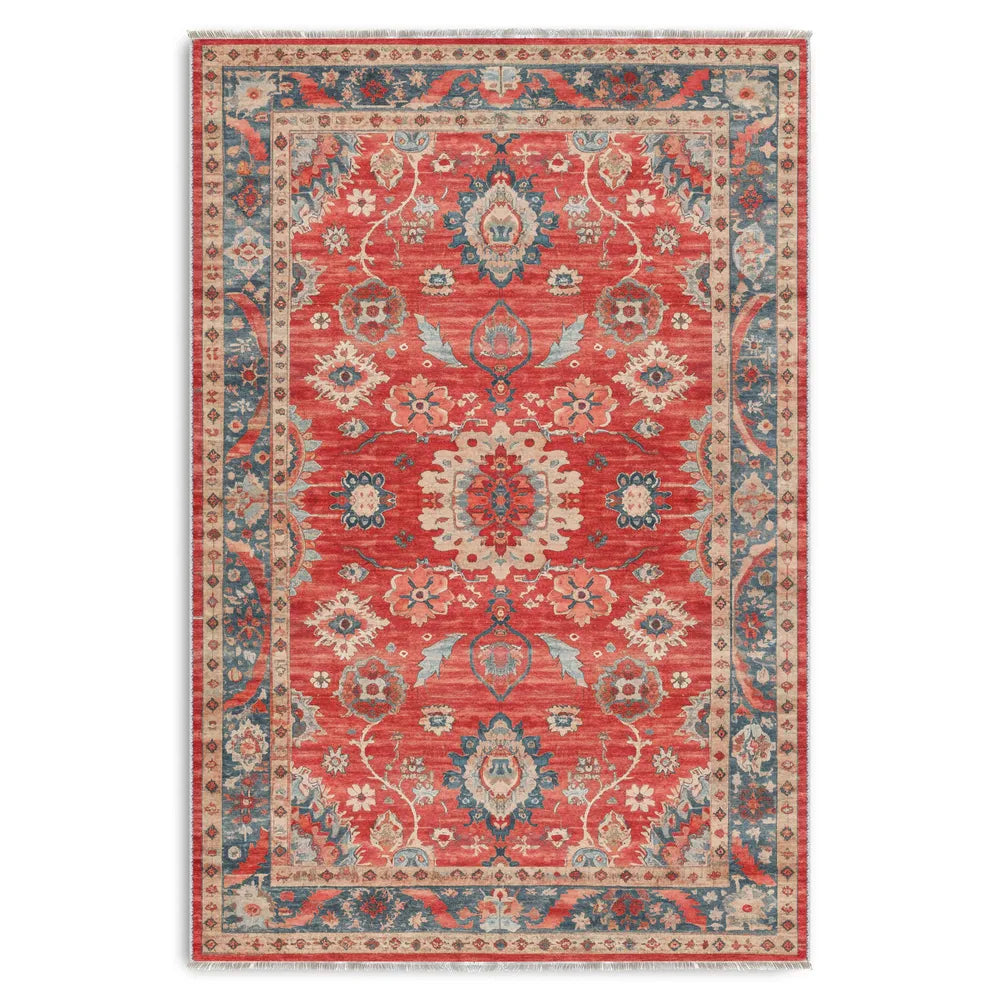 Tapis Ethnique Vintage Bordeaux Lavable Ophélie, vue 9