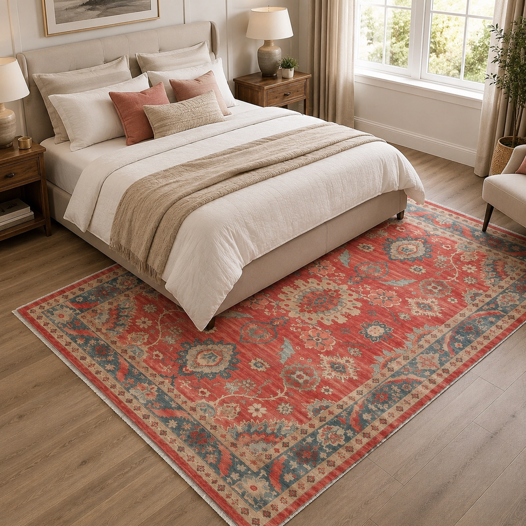 Tapis Ethnique Vintage Bordeaux Lavable Ophélie, vue 4