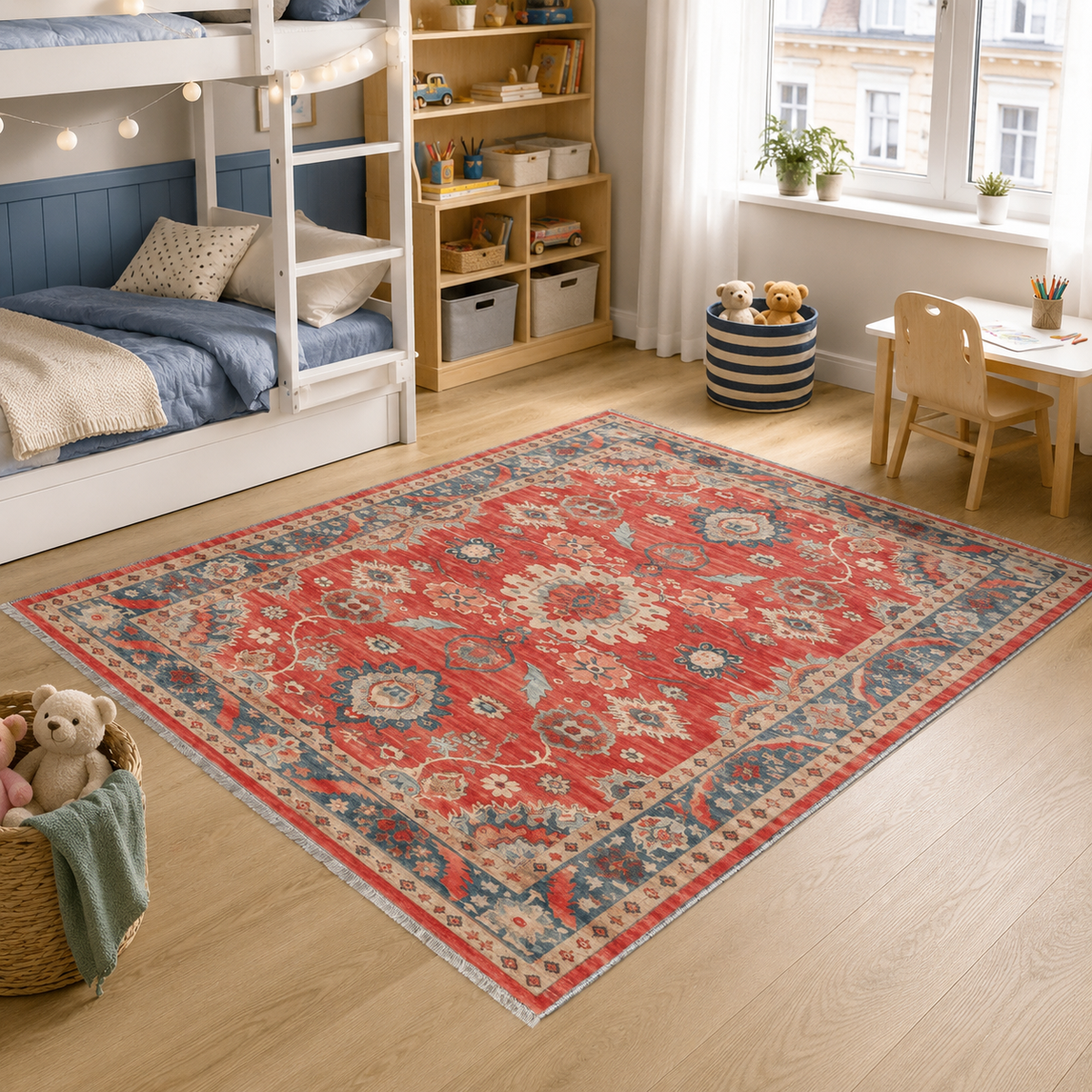 Tapis Ethnique Vintage Bordeaux Lavable Ophélie, vue 7