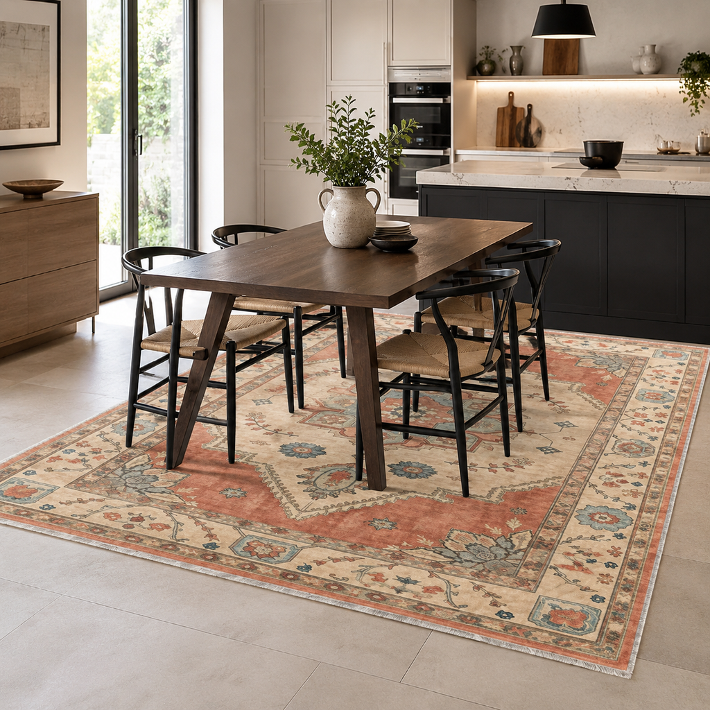 Tapis Classique Vintage Crème et Blanc Lavable Lison, vue 9