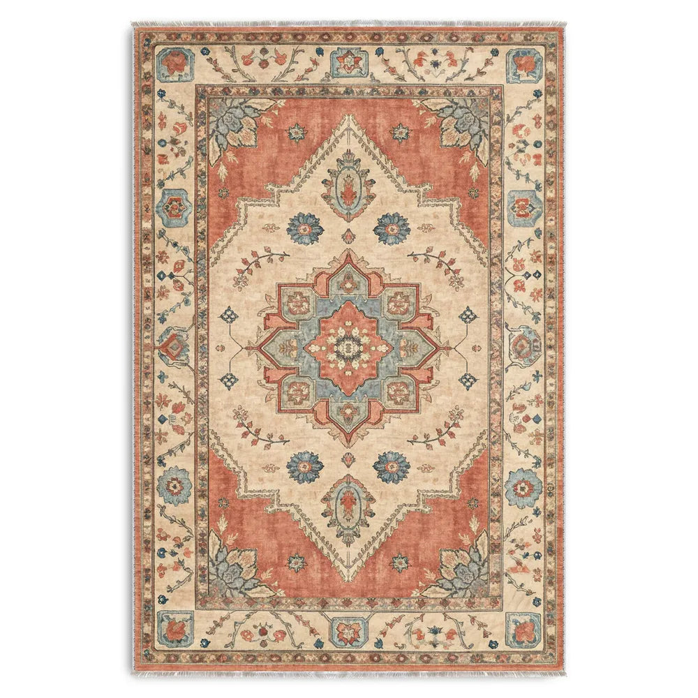 Tapis Classique Vintage Crème et Blanc Lavable Lison, vue 10