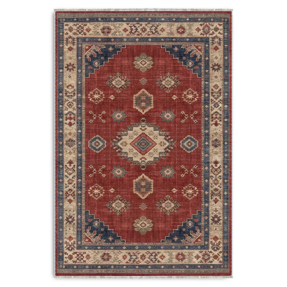 Tapis Ethnique Vintage Bordeaux Lavable Ella, vue 5