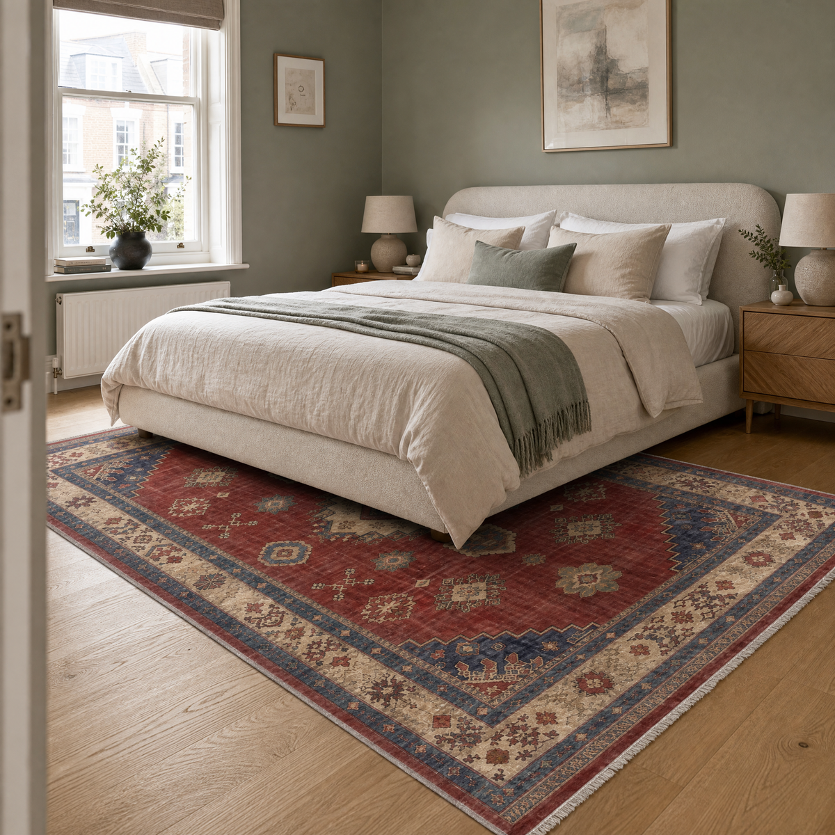 Tapis Ethnique Vintage Bordeaux Lavable Ella, vue 6