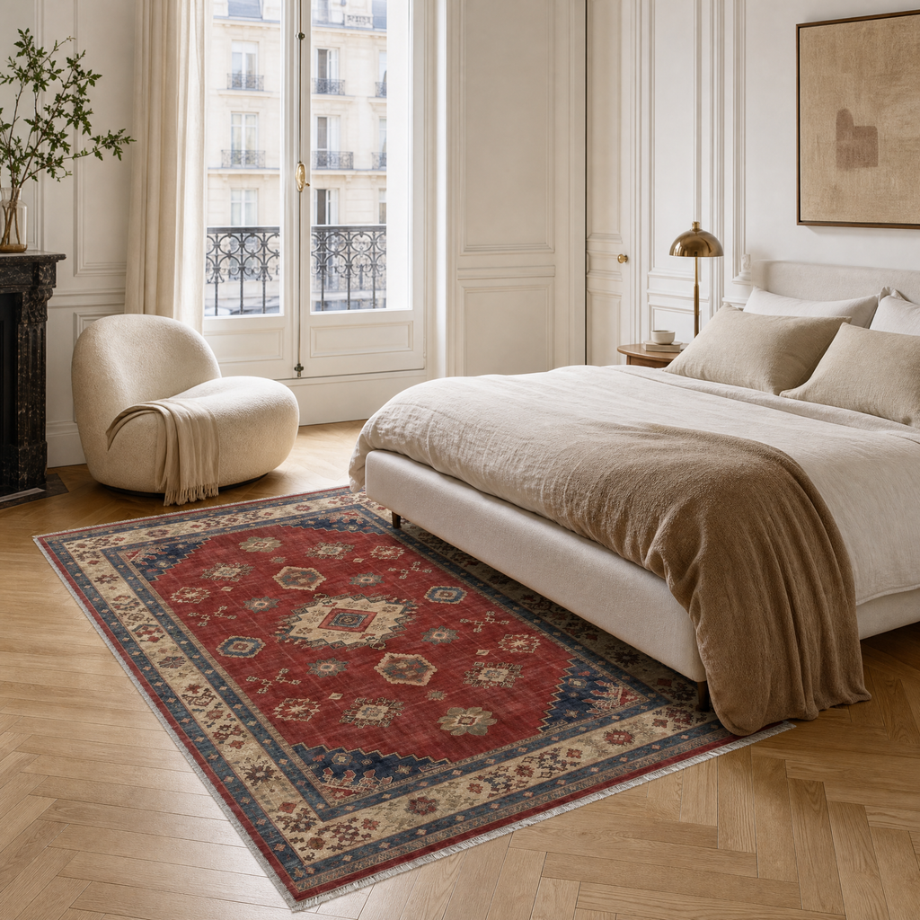 Tapis Ethnique Vintage Bordeaux Lavable Ella, vue 7