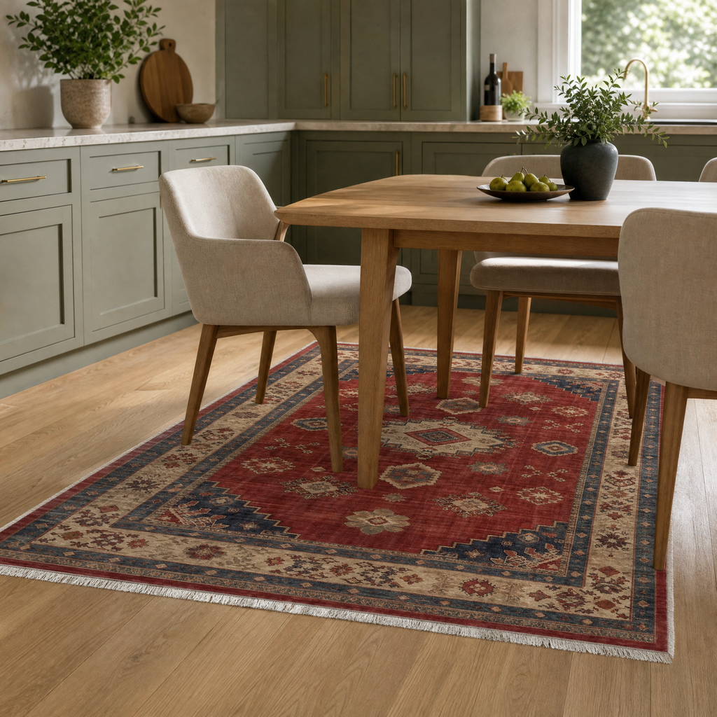 Tapis Ethnique Vintage Bordeaux Lavable Ella, vue 8