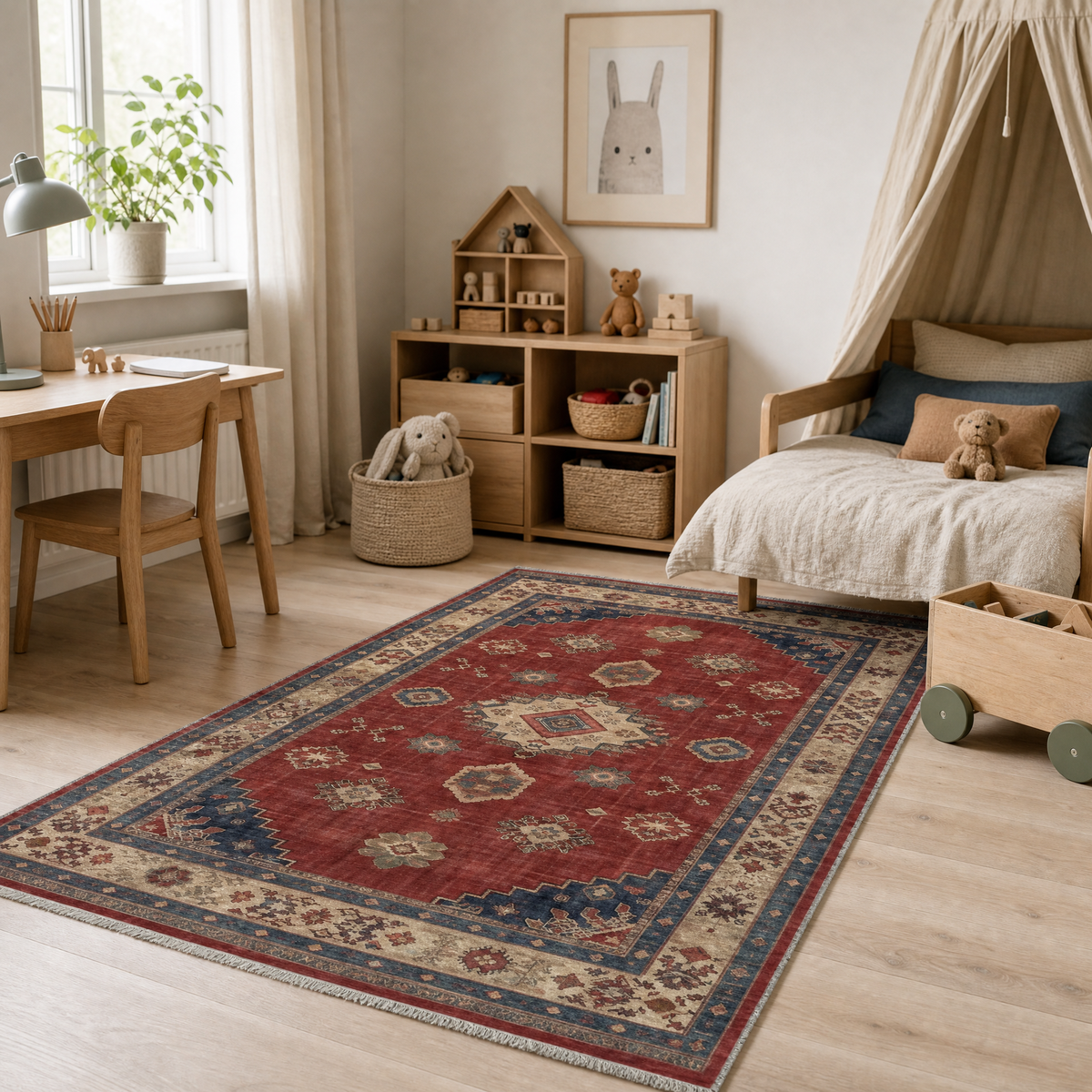 Tapis Ethnique Vintage Bordeaux Lavable Ella, vue 10