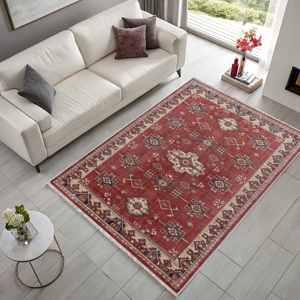 Tapis Classique Vintage Crème et Blanc Lavable Morgane, vue 4
