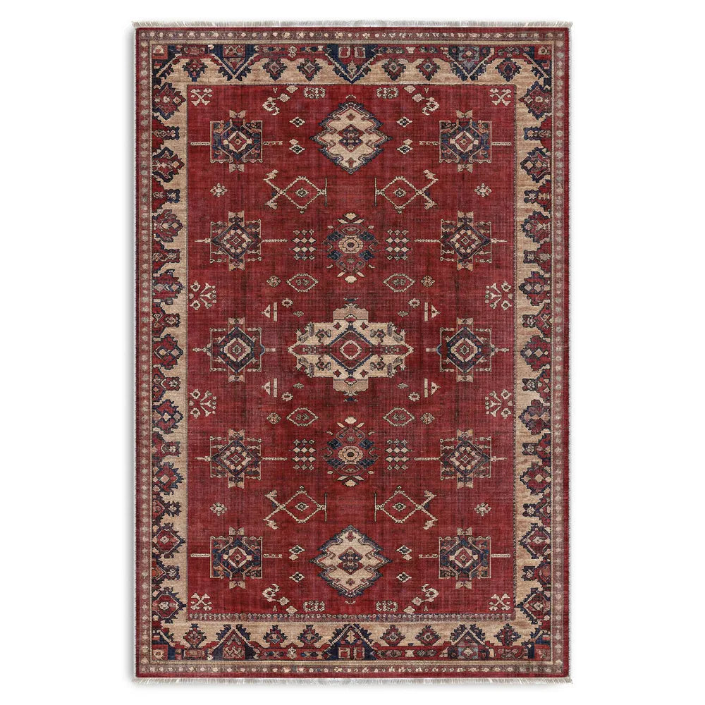 Tapis Classique Vintage Crème et Blanc Lavable Morgane, vue 5