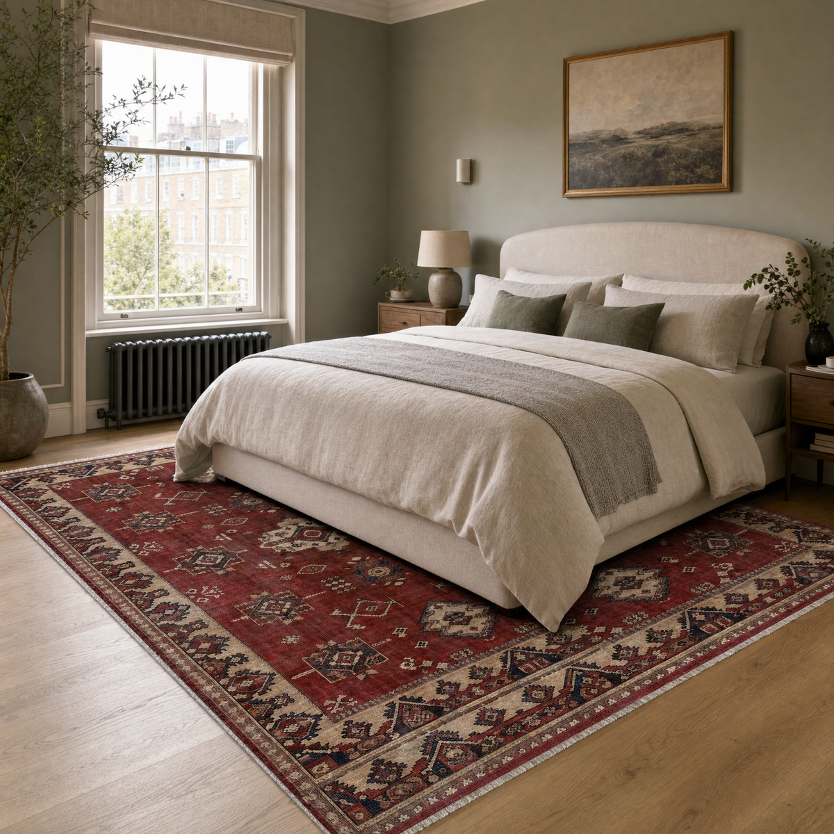 Tapis Classique Vintage Crème et Blanc Lavable Morgane, vue 6