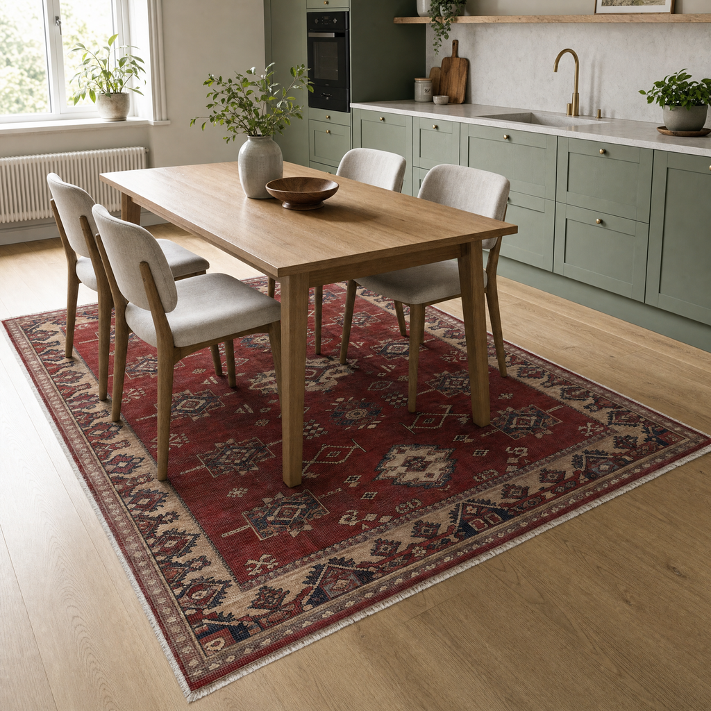 Tapis Classique Vintage Crème et Blanc Lavable Morgane, vue 8