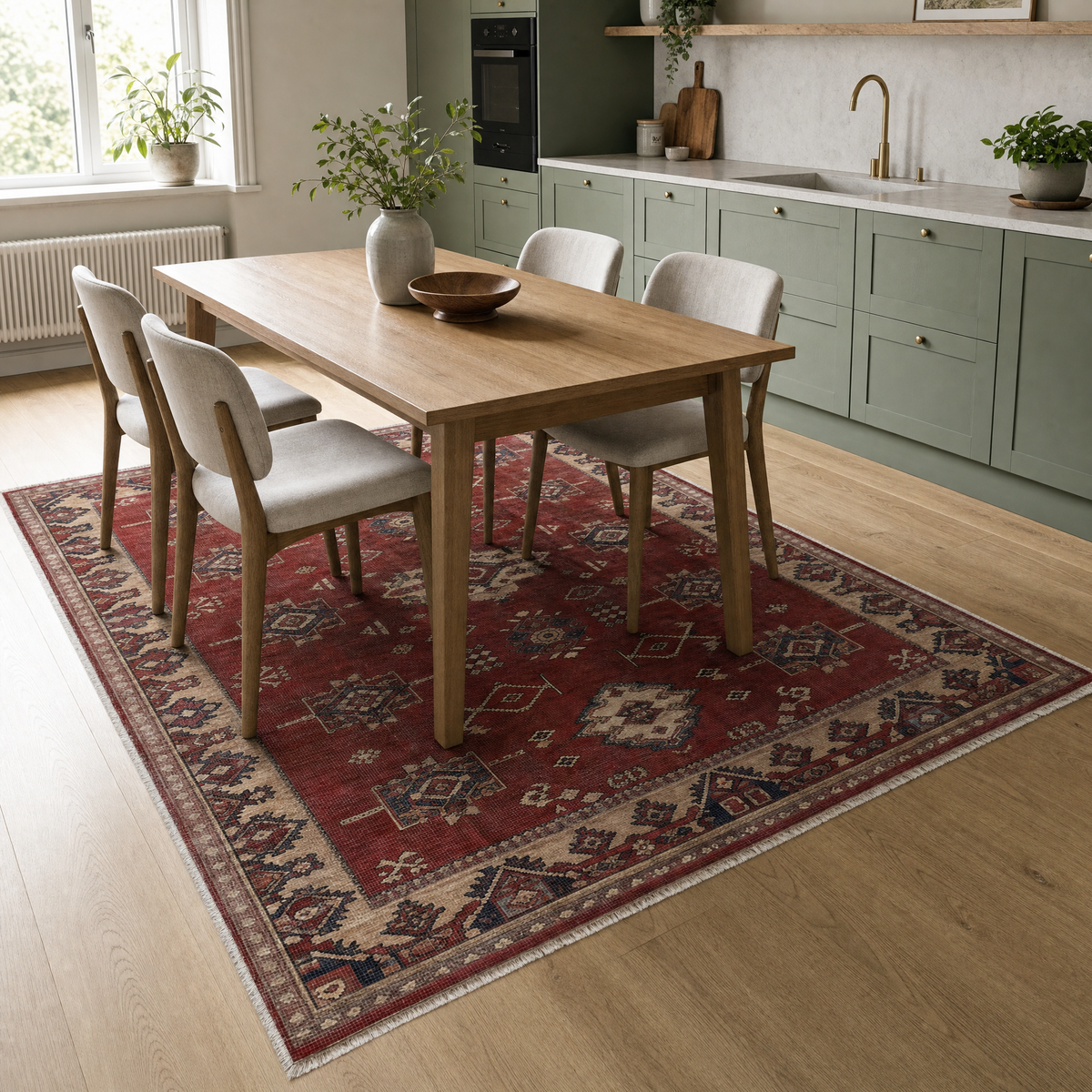 Tapis Classique Vintage Crème et Blanc Lavable Morgane, vue 8