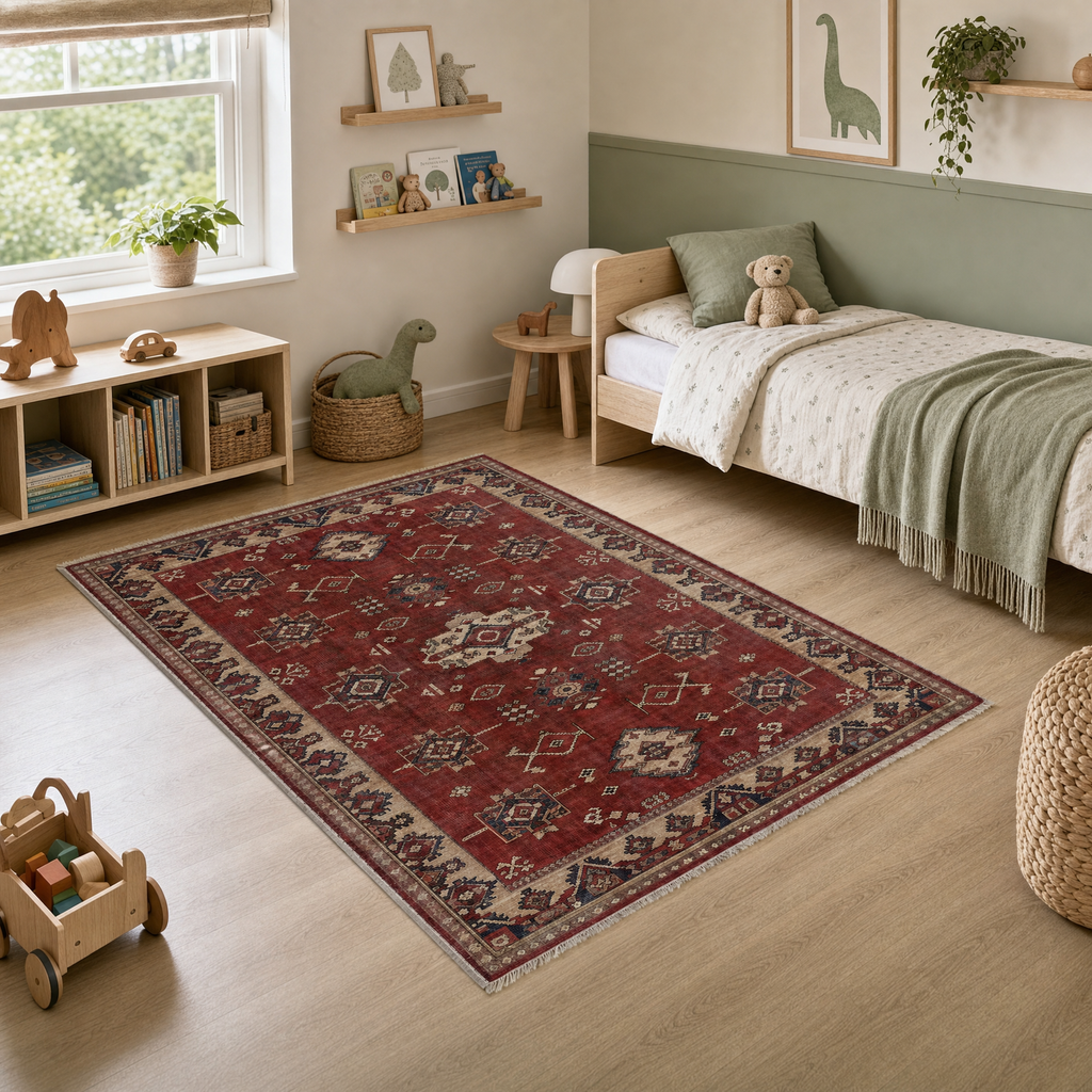 Tapis Classique Vintage Crème et Blanc Lavable Morgane, vue 9