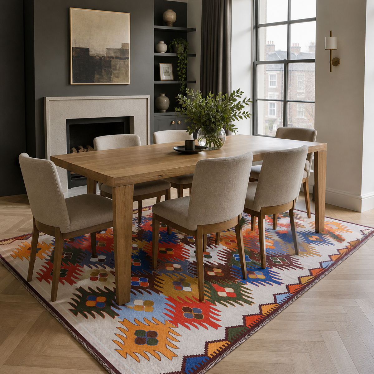 Tapis Ethnique Bordeaux Lavable Hortense, vue 3