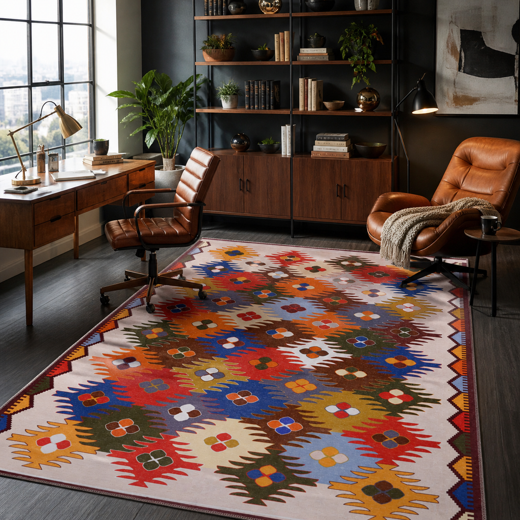 Tapis Ethnique Bordeaux Lavable Hortense, vue 4