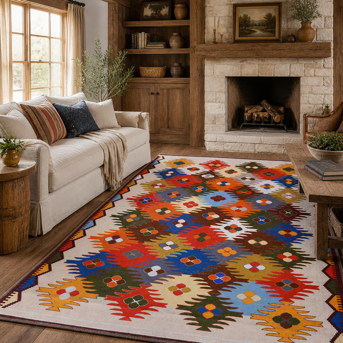 Tapis Ethnique Bordeaux Lavable Hortense, vue 5