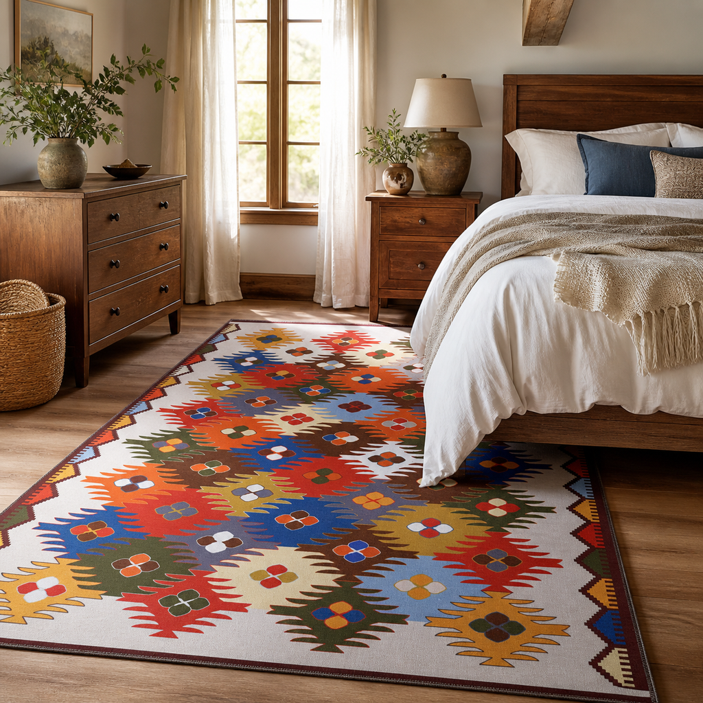 Tapis Ethnique Bordeaux Lavable Hortense, vue 6