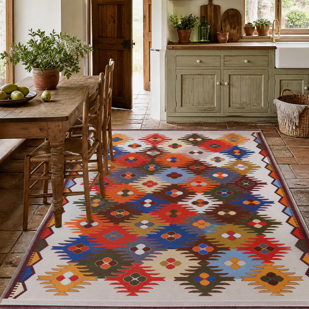 Tapis Ethnique Bordeaux Lavable Hortense, vue 7