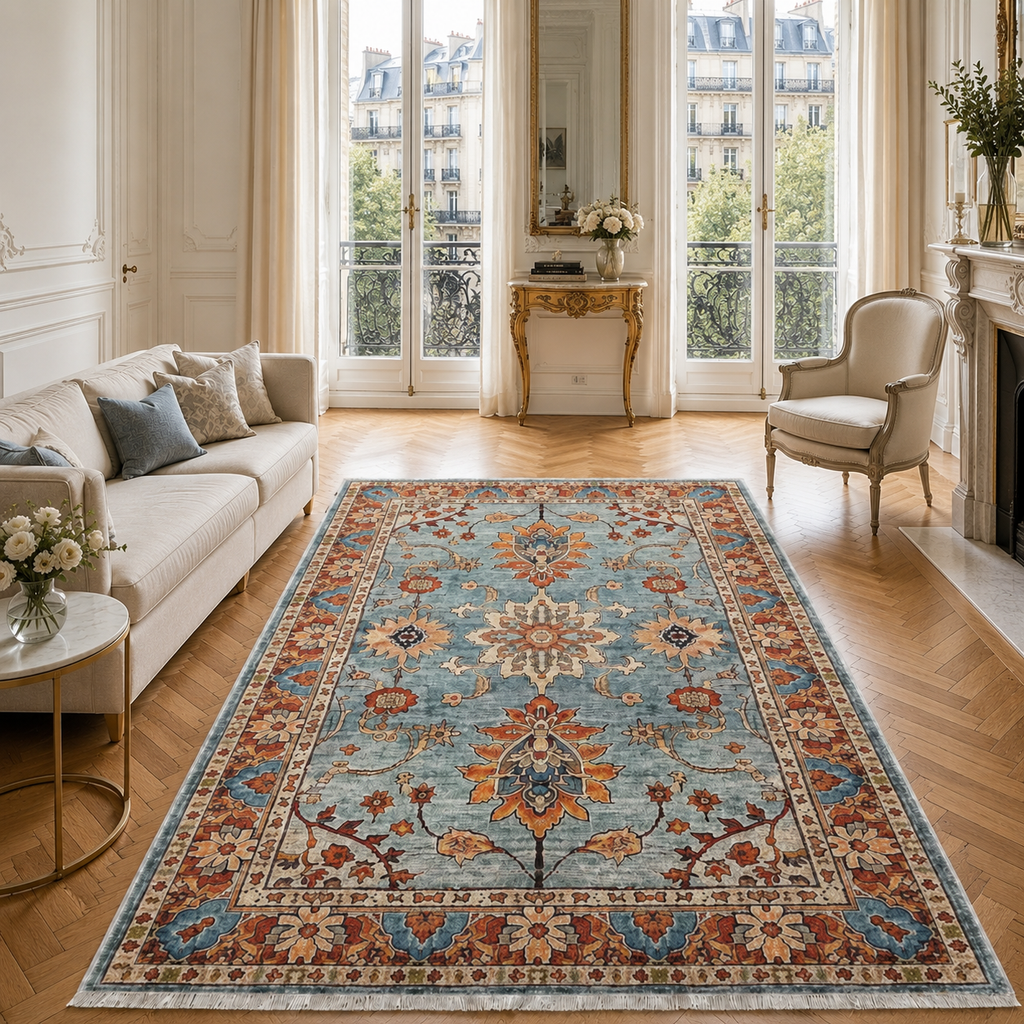 Tapis Géométrique Moderne Crème et Blanc Lavable Félicie, vue 5