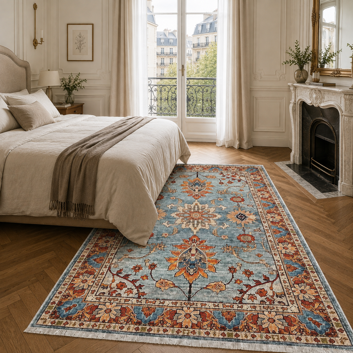 Tapis Géométrique Moderne Crème et Blanc Lavable Félicie, vue 6