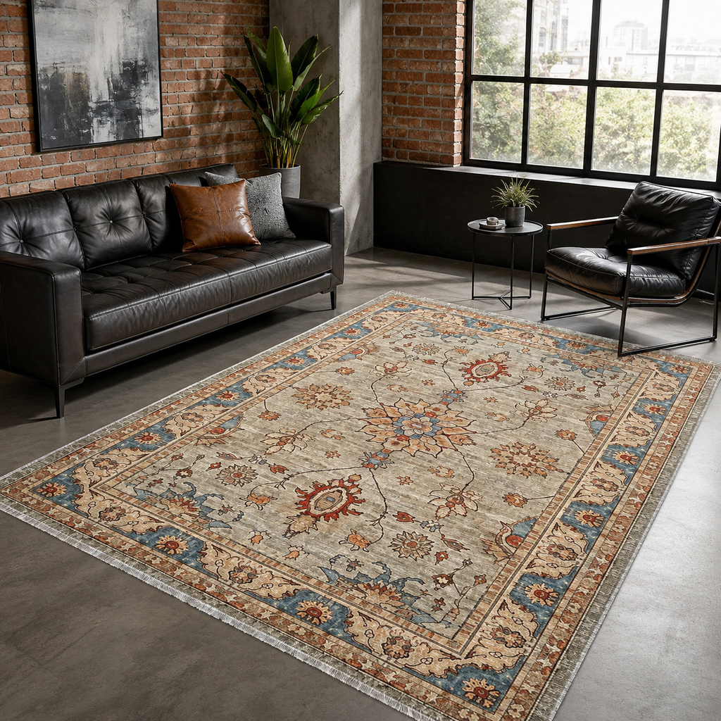 Tapis Classique Crème et Blanc Lavable Cléo, vue 7