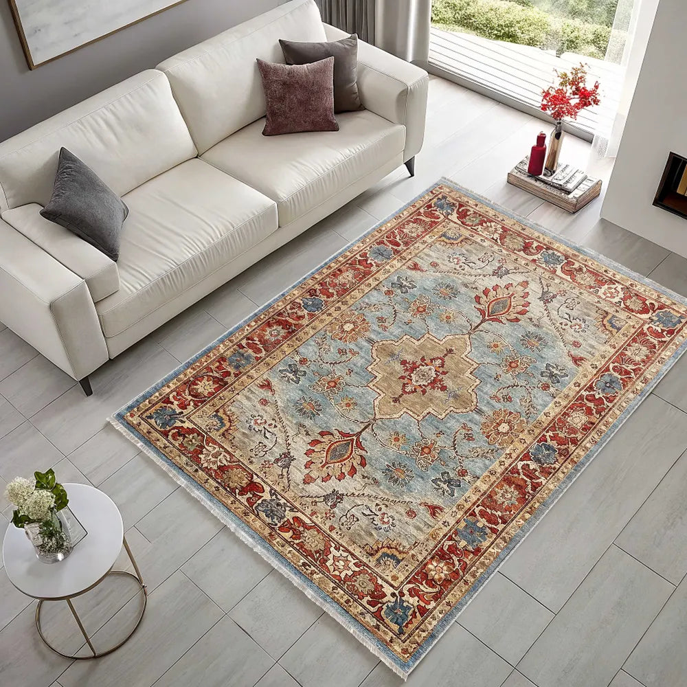 Tapis Géométrique Moderne Crème et Blanc Lavable Jade, vue 3